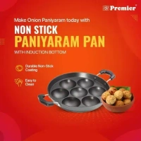 premier induction bottom non-stick small paniyara pan with glass lid (supreme)