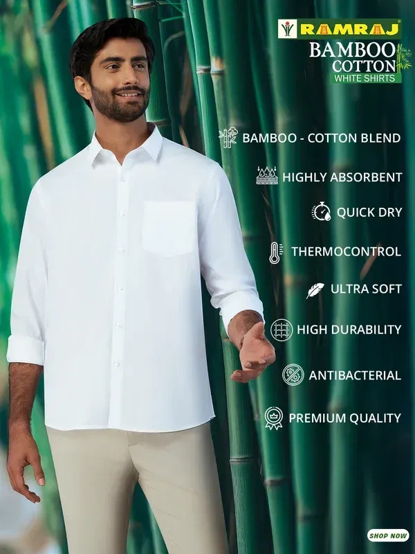 ramraj bamboo prestigious fit half sleeve cream colour shirt - Size 44cm