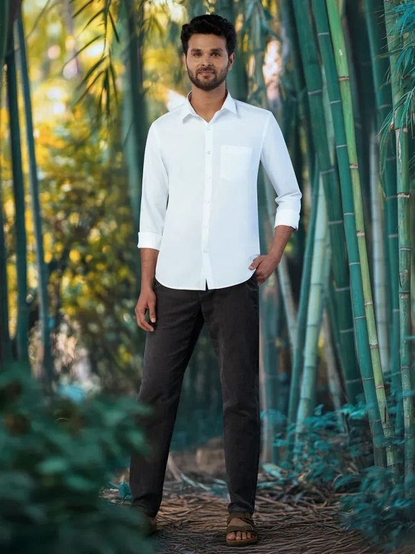 ramraj bamboo prestigious fit half sleeve cream colour shirt - Size 44cm