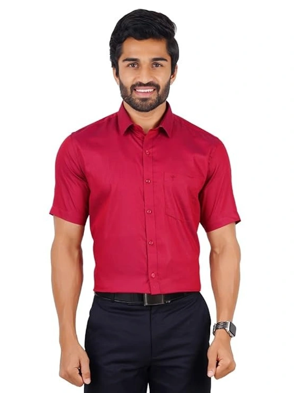 ramraj silk line prestigious fit half sleeves blood red SL3 shirt - size 42cm