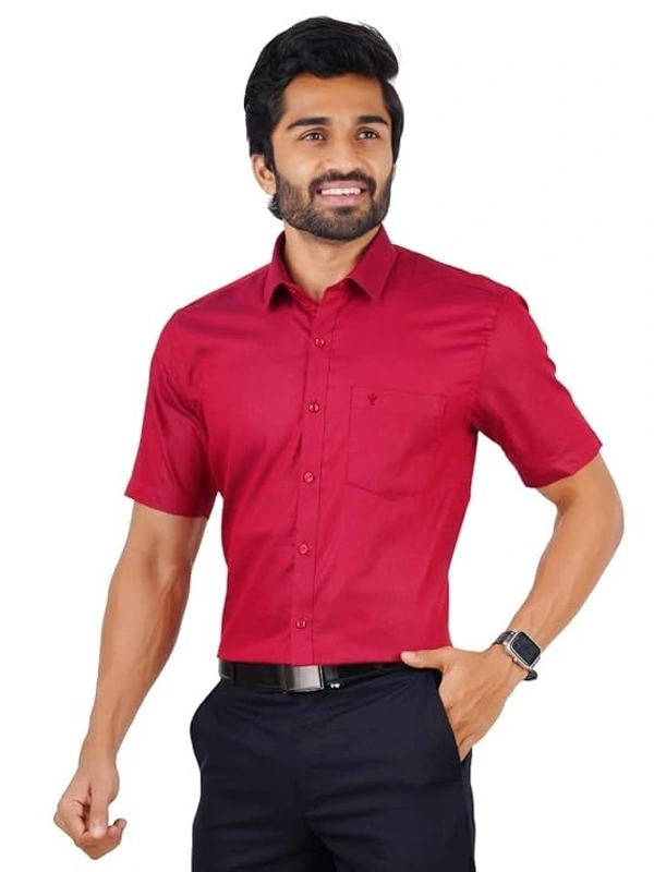 ramraj silk line prestigious fit half sleeves blood red SL3 shirt - size 42cm