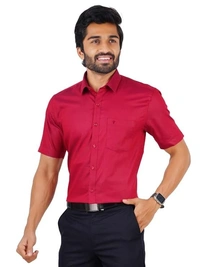 ramraj silk line prestigious fit half sleeves blood red SL3 shirt - size 42cm
