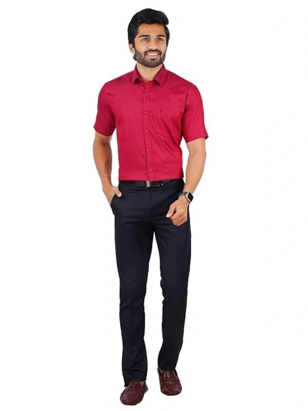 ramraj silk line prestigious fit half sleeves blood red SL3 shirt - size 42cm