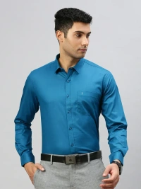 ramraj silk line prestigious fit full sleeves bright blue -sl 2 shirt - Size 42cm