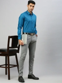 ramraj silk line prestigious fit full sleeves bright blue -sl 2 shirt - Size 42cm