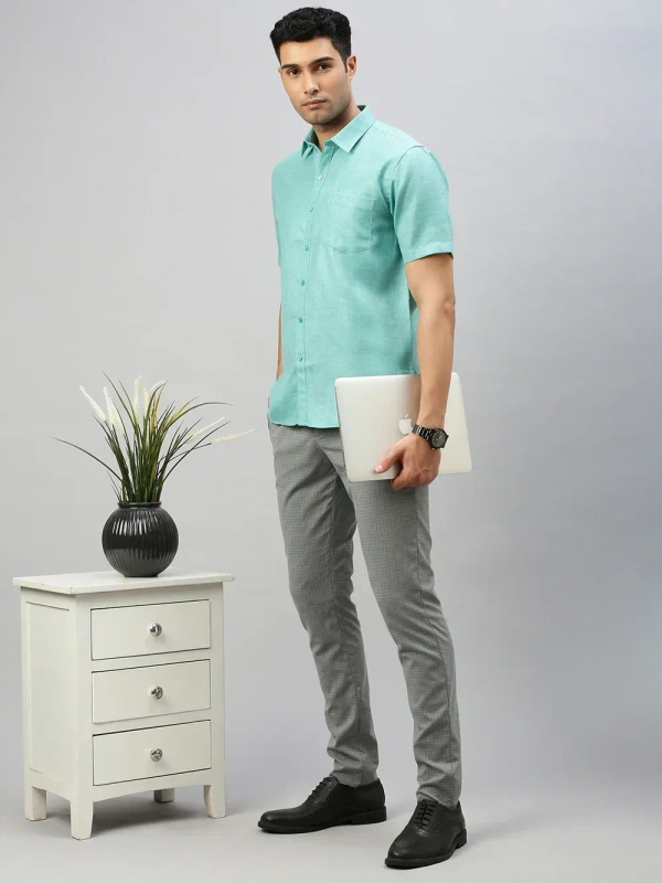 ramraj silk line prestigious fit half sleeves bright cyan - SL38 - size 42cm