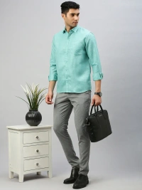 ramraj silk line prestigious fit full sleeves bright cyan - SL38 - size 44cm