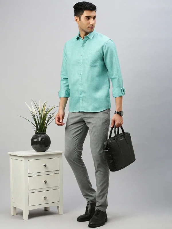 ramraj silk line prestigious fit full sleeves bright cyan - SL38 - size 44cm