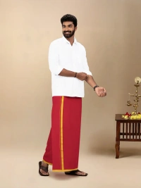ramraj cotton poojan light red dhoti w 1.27m x L2.00