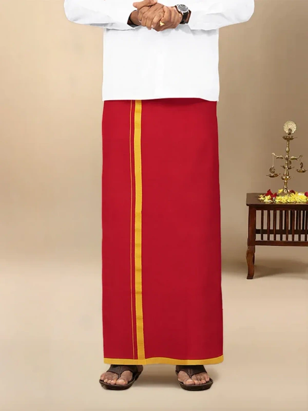 ramraj cotton poojan light red dhoti w 1.27m x L2.00