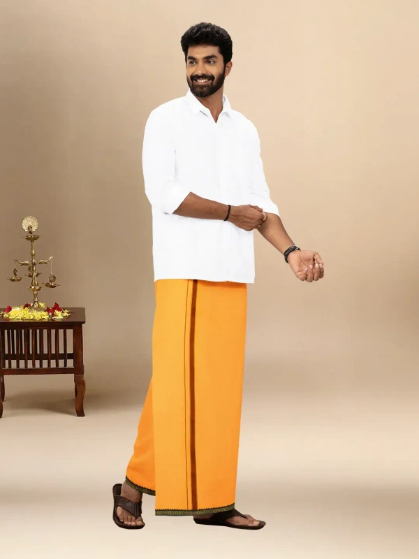 ramraj cotton poojan sukiran mango dhoti w 1.27m xL 2.00m