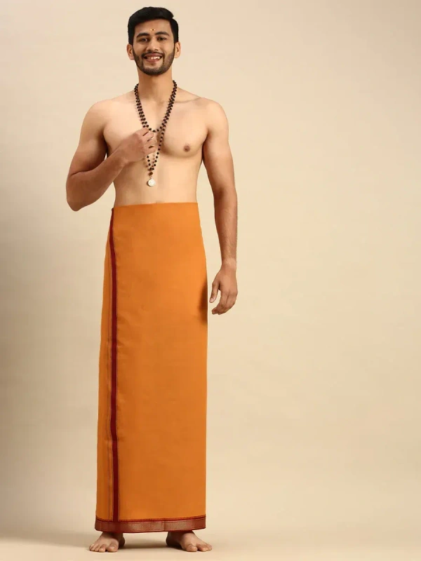 ramraj cotton poojan light dark kavi dhoti w 1.27m xL 2.00m