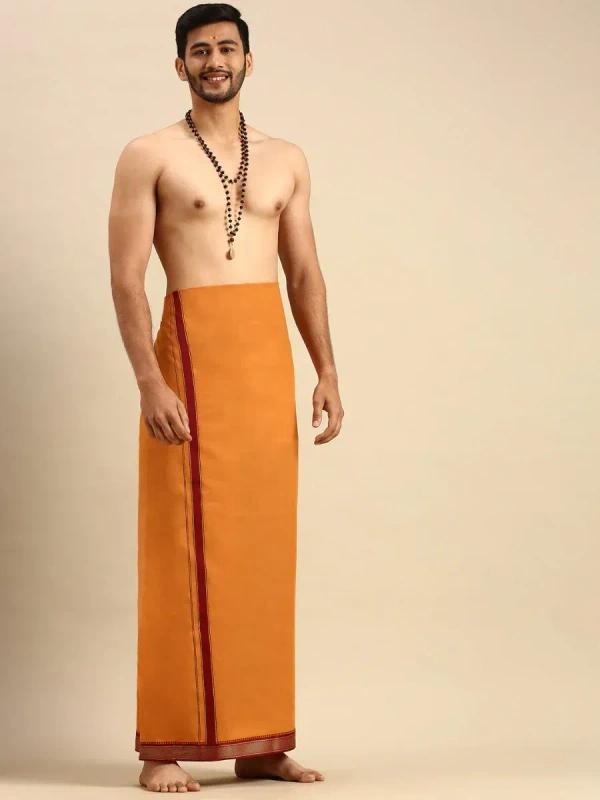 ramraj cotton poojan light dark kavi dhoti w 1.27m xL 2.00m