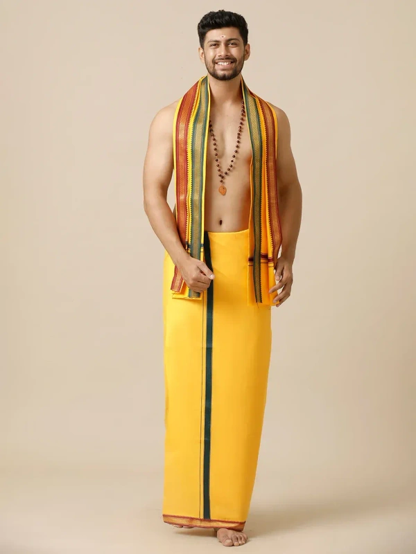 ramraj cotton poojan mango dhoti w 1.27m xL 2.00m