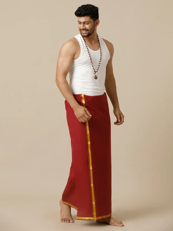 ramraj cotton poojan light maroon dhoti w 1.27m xL 2.00m