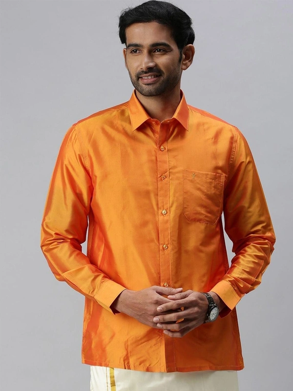 ramraj silk line prestigious fit full sleeves orange peel -SL4 shirt - size 38cm