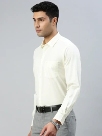 ramraj sammantham prestigious fit full sleeve cream colour shirt - size 44cm