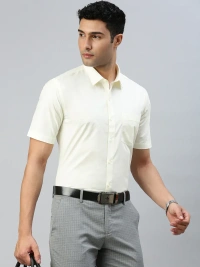 ramraj sammantham prestigious fit half sleeve cream colour shirt - size 46cm
