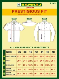 ramraj pure cotton prestigious fit full sleeve white colour shirt - Size 42cm