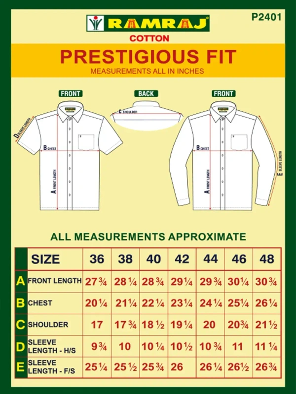 ramraj pure cotton prestigious fit full sleeve white colour shirt - Size 42cm