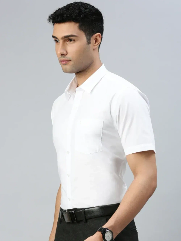 ramraj pure cotton prestigious fit half sleeve white colour shirt - Size 40cm