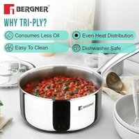 bergner argent triply saucepan with lid BG-6326 (1.0 LTR)