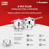 Premier 3-ply Stainless Steel Kadai 28cm