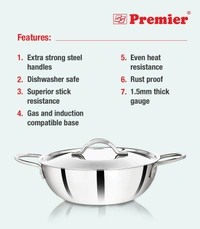 Premier 3-ply Stainless Steel Kadai 28cm