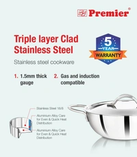 Premier 3-ply Stainless Steel Kadai 28cm