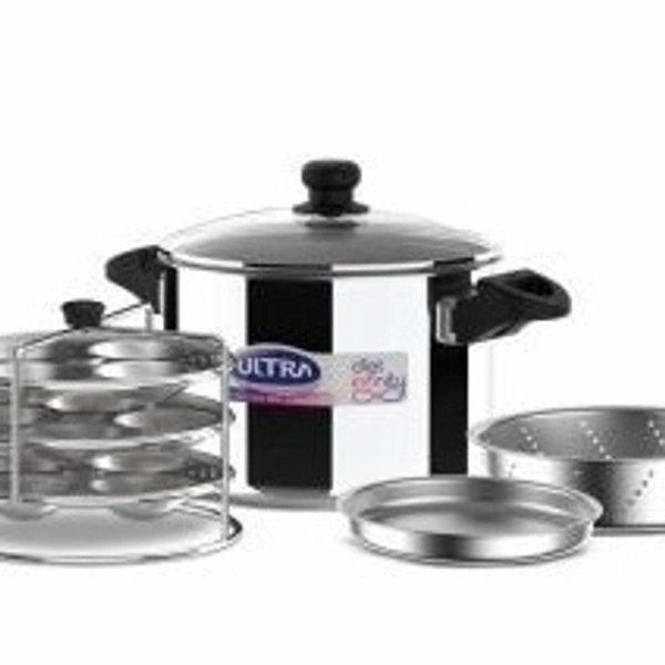 Ultra 5.6ltr Ss Steamer Pot -1N, SS Stand -1N,Toughened Glass Lid With Knob-1N