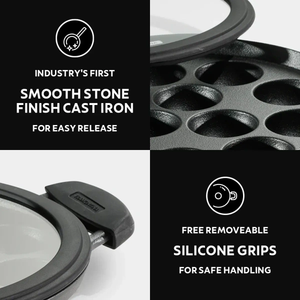 tramontina paniyarakkal with glass lid (cast iron) - 20cm