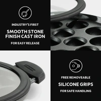 tramontina paniyarakkal with glass lid (cast iron) - 20cm