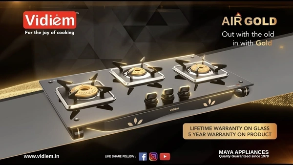 vidiem air gold 3 burner gas stove
