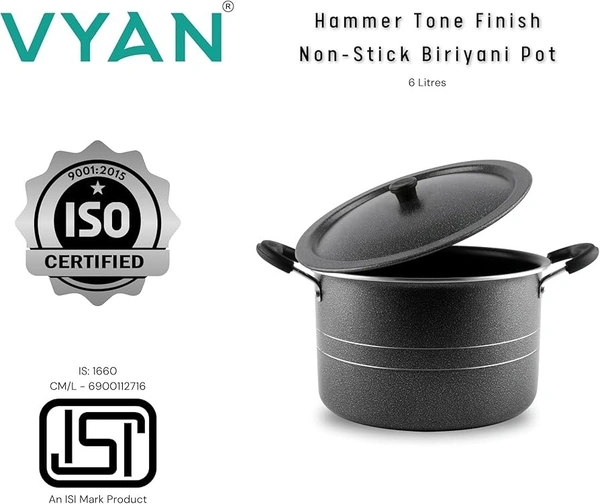 vyan 6 litre non stick biryani pot - 8ltr