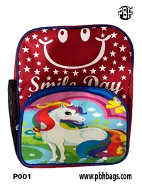 PBH Pbh P001 Smile day Small 14*12*5 Picture Backpack - 12*10*4 Inches, Red