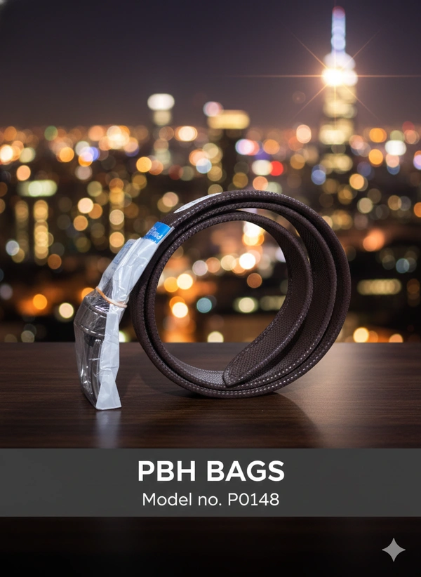 PBH BAGS P0148 Urban Textured Leather Belt with Contrast Stitching 1 Inches Width Belt - Cocoa Bean