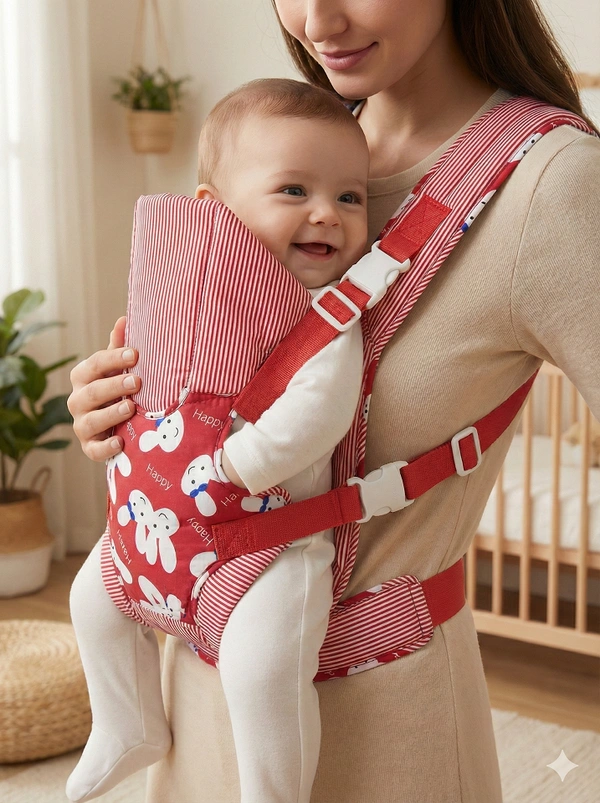 PBH P0167 "Happy Bunny" Ergonomic Baby Carrier – Red & White Stripe Edition - Guardsman Red
