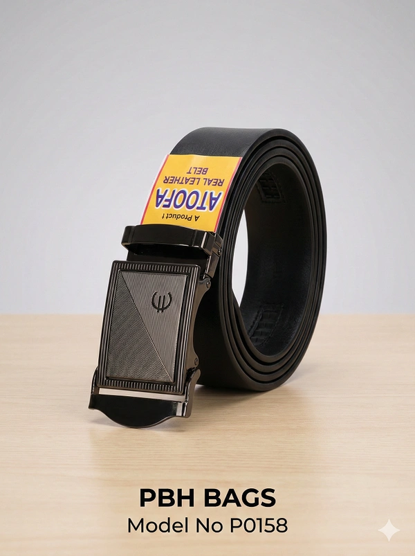 PBH BAGS Men's Premium Black Real Leather Ratchet Belt – Model P0158 (1.5 Inch) - Asphalt