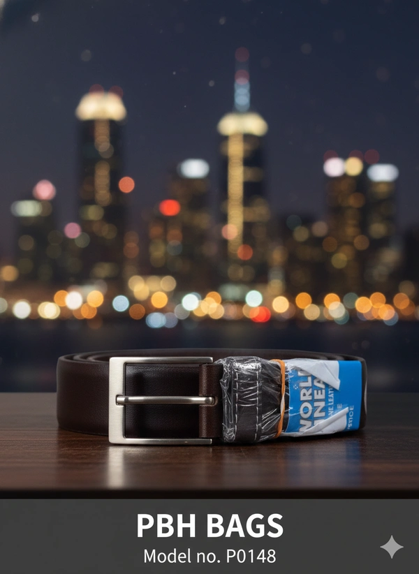 PBH BAGS P0148 Urban Textured Leather Belt with Contrast Stitching 1 Inches Width Belt - Cocoa Bean