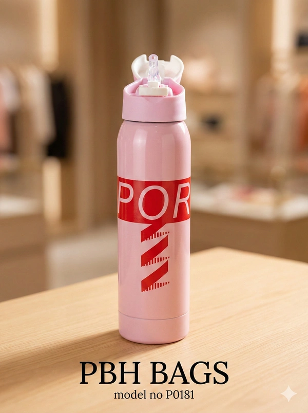 PBH BAGS Model P0181 Sports Edition Steel Water Bottle - Cavern Pink