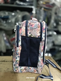PBH P012 Genie Stylish Floral Print Backpack - 4 Compartment School/College Bag Padded Back - Barley Corn, 16*14*6