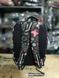PBH P012 Genie Stylish Floral Print Backpack - 4 Compartment School/College Bag Padded Back - Black Forest, 18*14*6
