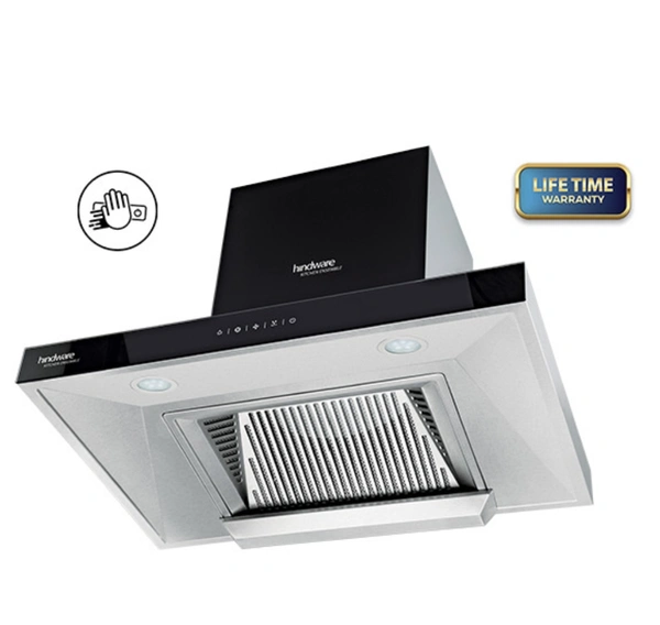 Hindware ALICIA PLUS 75 AUTO CLEAN CHIMNEY - ss & black, 75cm