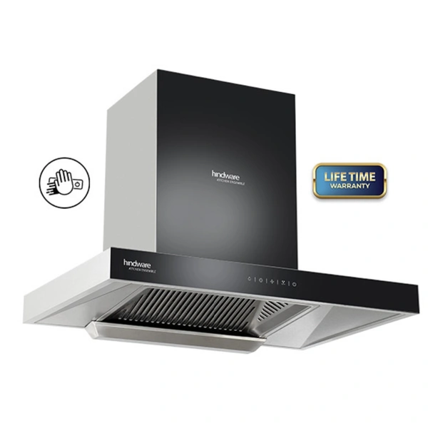 Hindware ALICIA PLUS 75 AUTO CLEAN CHIMNEY - ss & black, 75cm