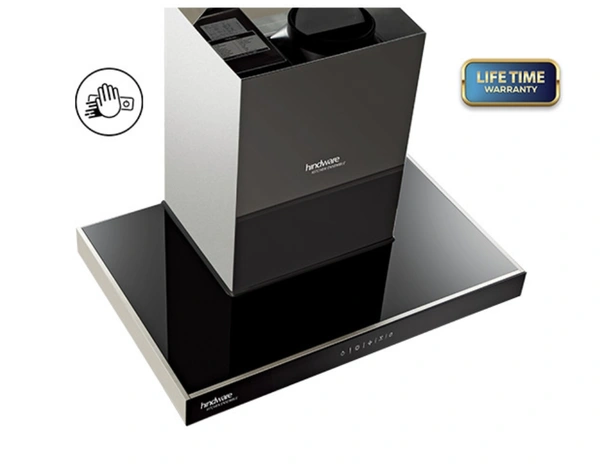 Hindware ALICIA PLUS 75 AUTO CLEAN CHIMNEY - ss & black, 75cm