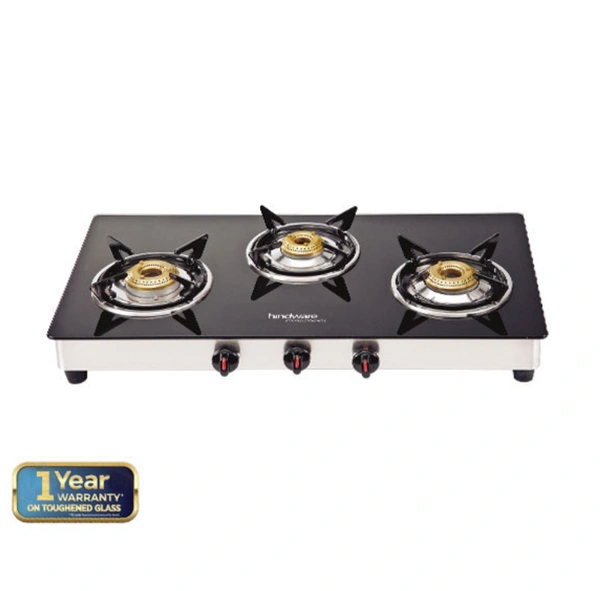 Hindware NEO GL 3B GLASS COOKTOP - black & SS (WHITE), Dimensions (LxwxD)690x360x130 mm