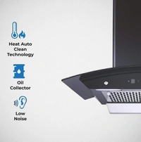 Hindware OASIS BLK 90 AUTO CLEAN CHIMNEY - Black, (mm)900, Installation within 24 Hours