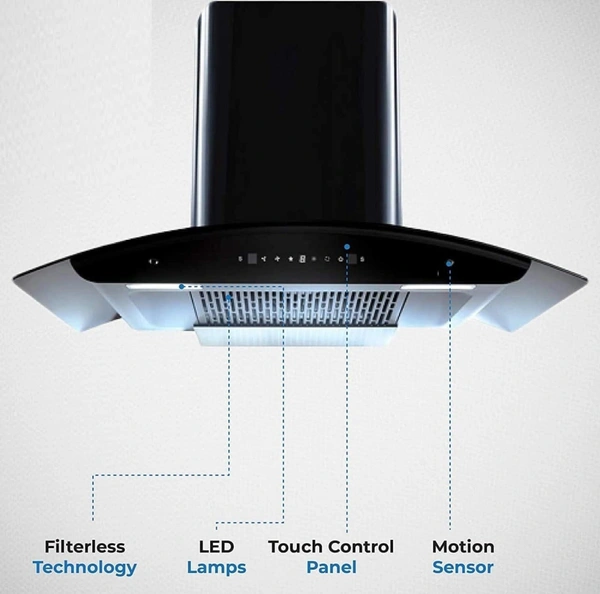 Hindware OASIS BLK 90 AUTO CLEAN CHIMNEY - Black, (mm)900, Installation within 24 Hours