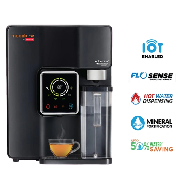 Hindware ACHELOUS PREMIUM IPRO WATER PURIFIER - Black, ( LxWxH ) 368x288x448 mm