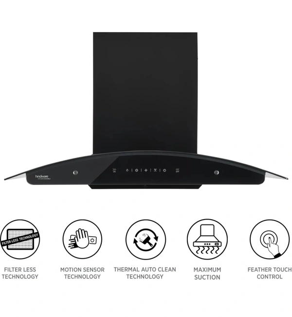 Hindware  NADIA BLK AUTO CLEAN 90 CHIMNEY - Black  ⚫️, 90cm